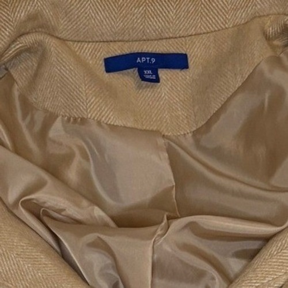Apt. 9 Women XXL Tan Herringbone Single Breasted Overcoat Jacket Tan - Picture 3 of 8